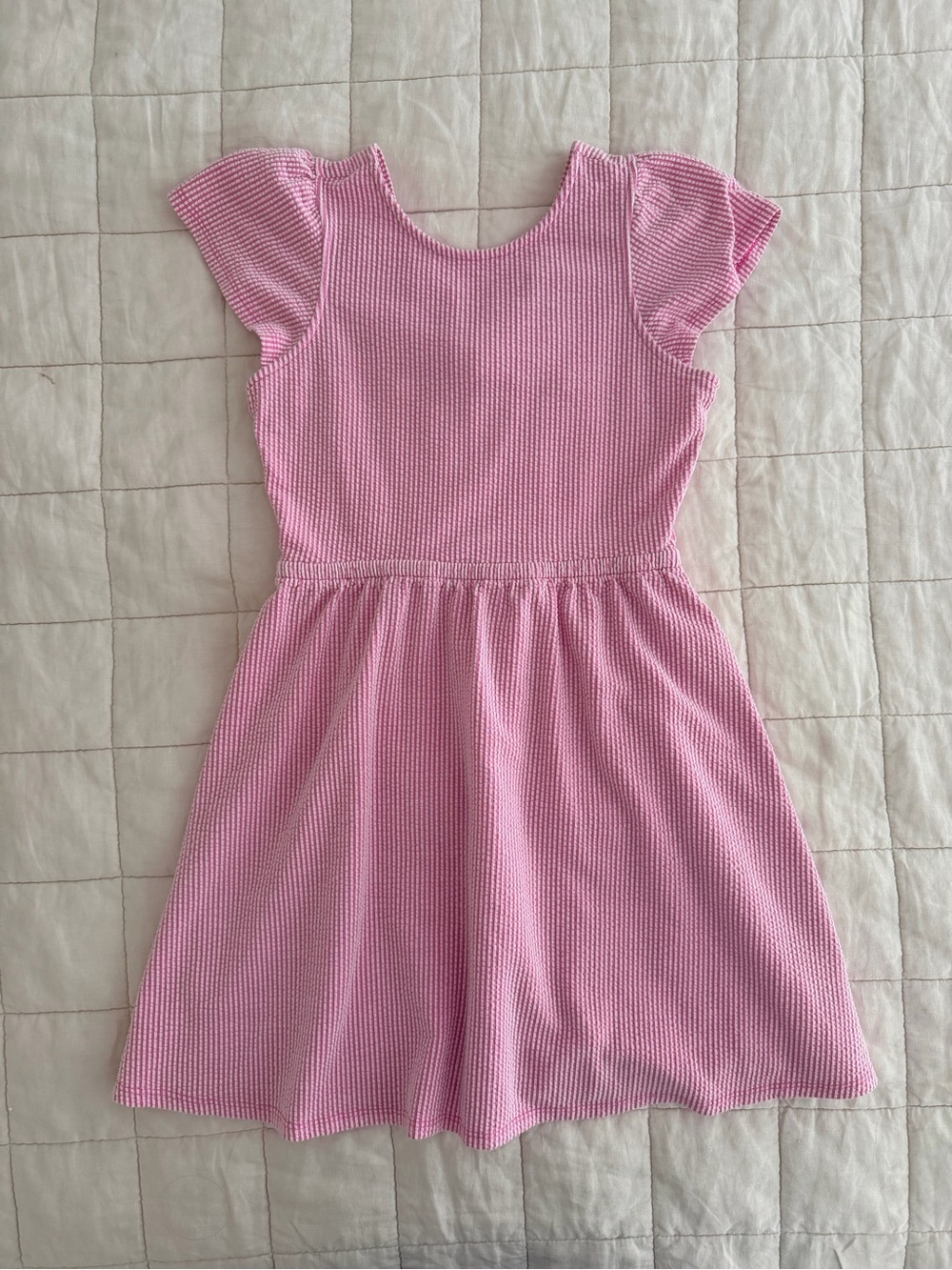 J. Crew - Crewcuts Pink Knit Flutter Sleeve Casual Dress with cute bow
